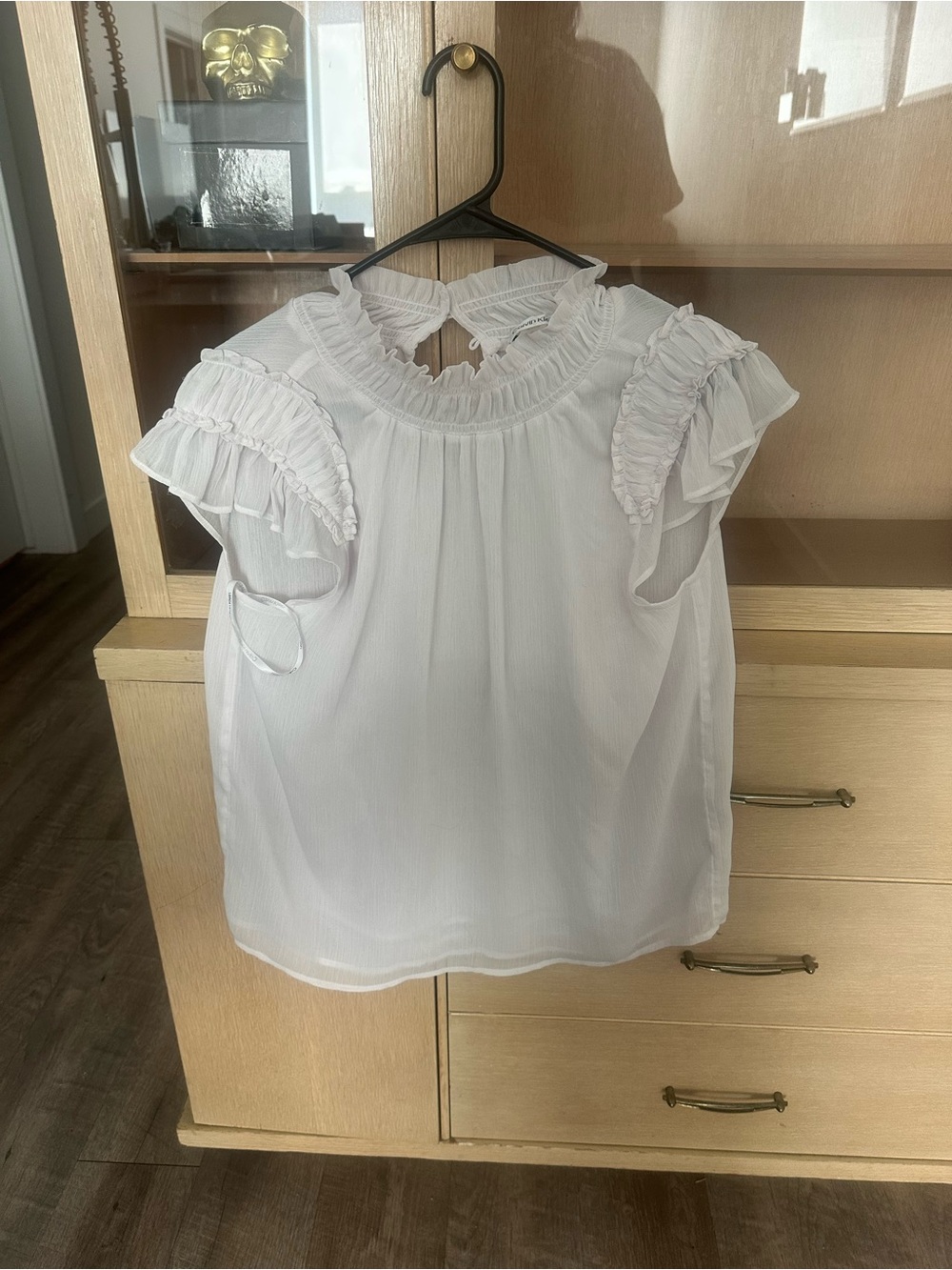 Calvin Klein White Ruffle Sleeve Top